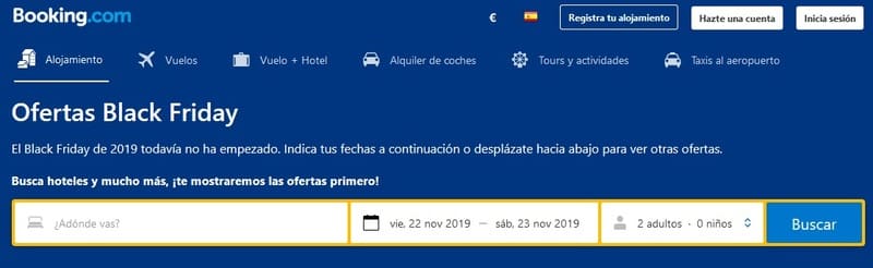 Booking Black Friday ofertas hoteles 2019