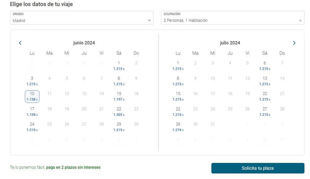 Calendario de precios viaje a Egipto al completo desde España Calendario de precios viaje a Egipto al completo desde España