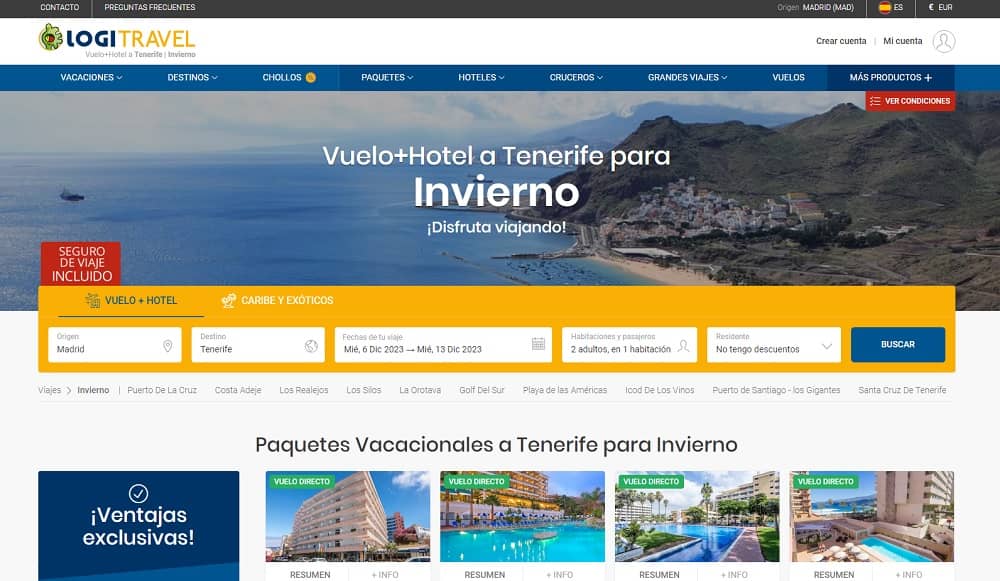 Chollos paquetes vacaciones invierno Tenerife Canarias 7 noches desde 430€ Chollos paquetes vacaciones invierno Tenerife Canarias 7 noches desde 430€