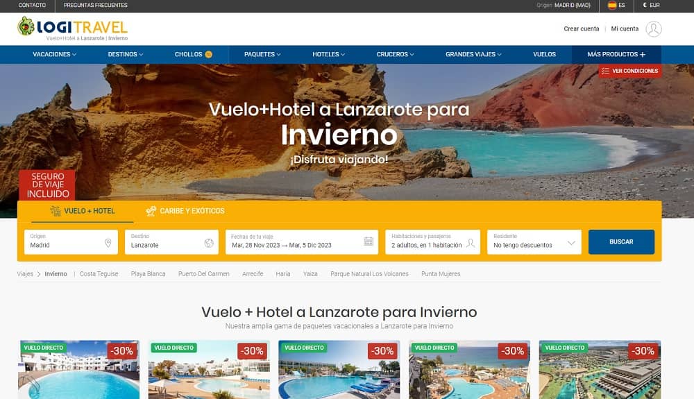 Chollos vacaciones invierno Lanzarote vuelos y hotel 8 días desde 400€ Chollos vacaciones invierno Lanzarote vuelos y hotel 8 días desde 400€