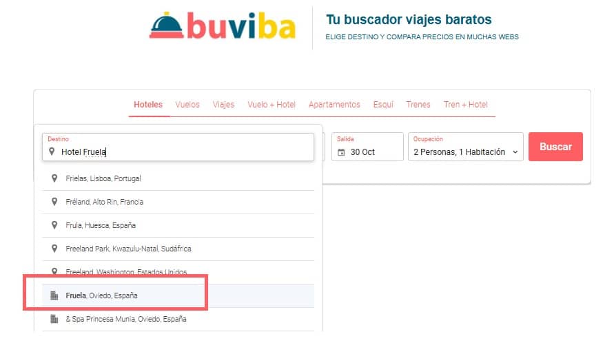 Cómo buscar ofertas Hotel Fruela en buviba.com Cómo buscar ofertas Hotel Fruela en buviba.com