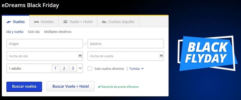 edreams Black Friday 2019 ofertas vuelo más hotel