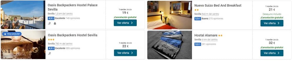 Lista de sitios para dormir más barato en Sevilla nueva Lista de sitios para dormir más barato en Sevilla nueva
