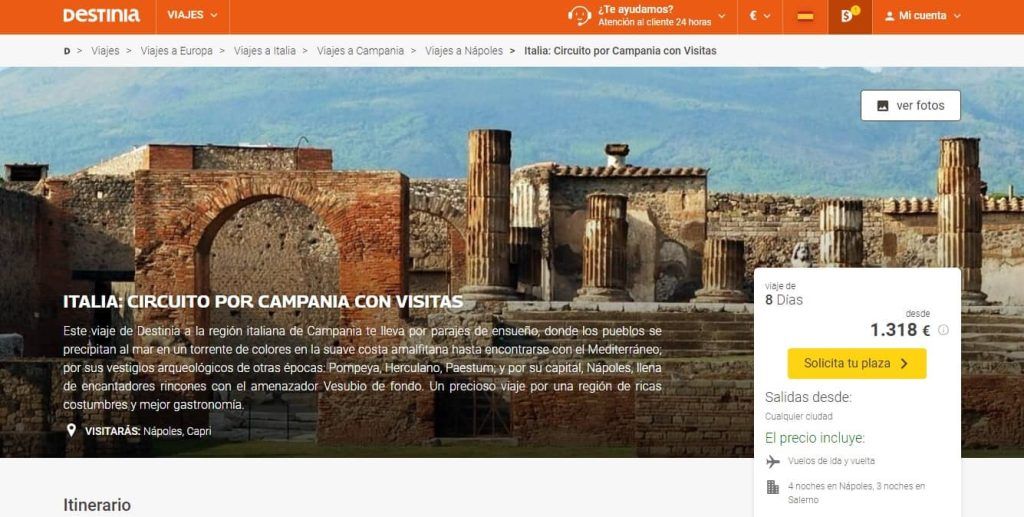 Oferta circuito organizado región Campania Italia 8 días desde 1318€ Oferta circuito organizado región Campania Italia 8 días desde 1318€