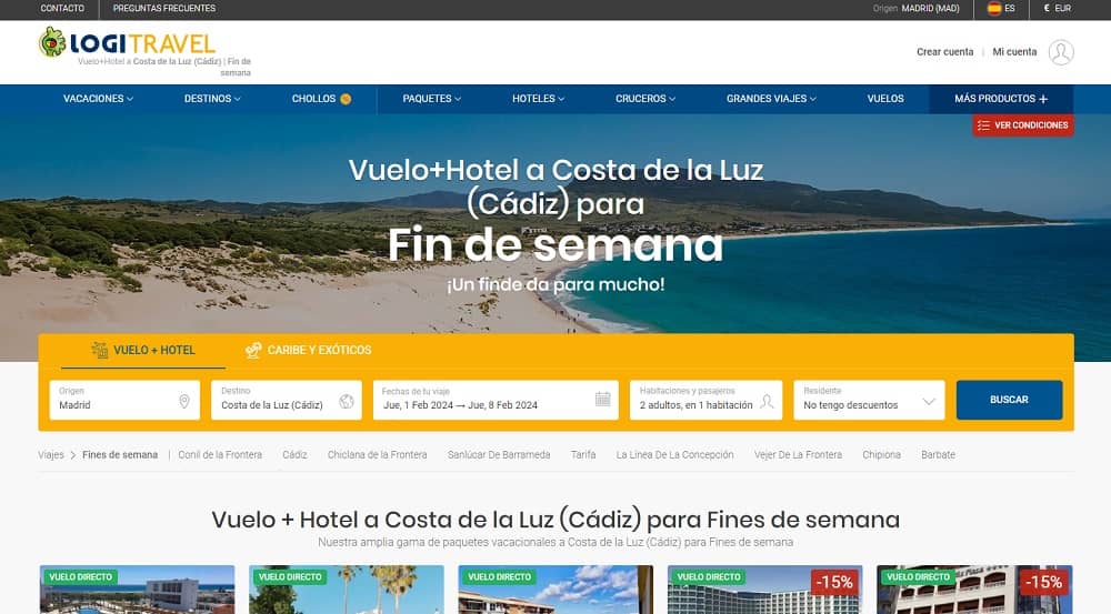 Ofertas última hora escapada vuelos más hotel Cádiz baratas 3 días desde 300€ Ofertas última hora escapada vuelos más hotel Cádiz baratas 3 días desde 300€