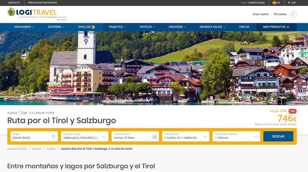 Ofertas última hora viaje a tu aire en coche Tirol y Salzburgo Austria 7 días desde 743€ Ofertas última hora viaje a tu aire en coche Tirol y Salzburgo Austria 7 días desde 743€