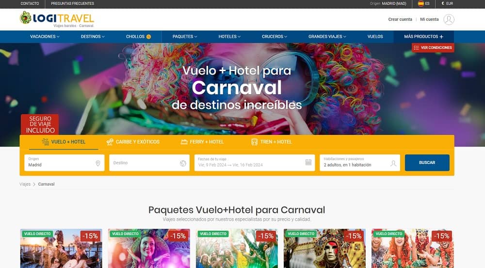 Ofertas última hora viajes vuelos más hotel carnaval baratos 4 días desde 220€ Ofertas última hora viajes vuelos más hotel carnaval baratos 4 días desde 220€