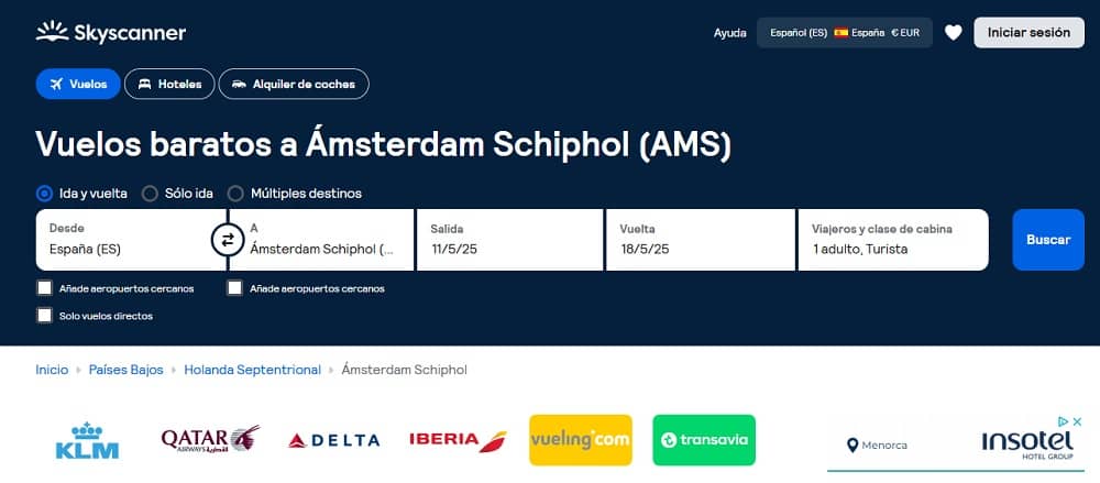 Vuelos baratos a Ámsterdam desde 14€